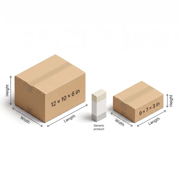 Stock box dimensional weight calculation